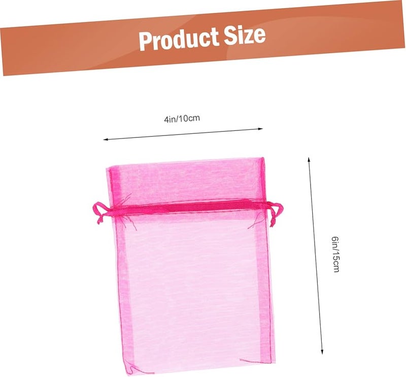 FRCOLOR 100pcs 4x6 Inch White Organza Drawstring Bags for Gifts Jewelry and Candy - Image 2